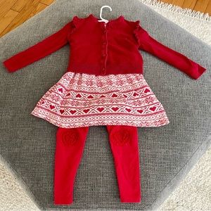 Long sleeve dress, with matching sweater and leggings